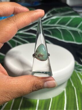Sterling Silver Teardrop Aquaprase Ring - Green Gemstone